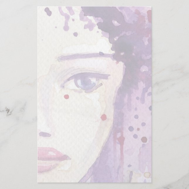 Painted Watercolor Background Stationery (Front)