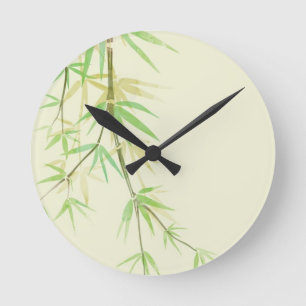 Painted watercolor card with wild stylized round clock