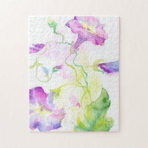 Painted watercolor convolvulus flowers jigsaw puzzle