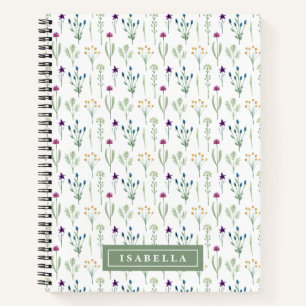 Painted Watercolor Floral Botanical Personalised Notebook