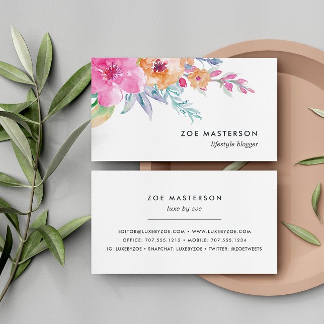 Painted Watercolor Floral Business Card (Creator Uploaded)