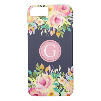 Painted Watercolor Floral Monogram iPhone 7 Case