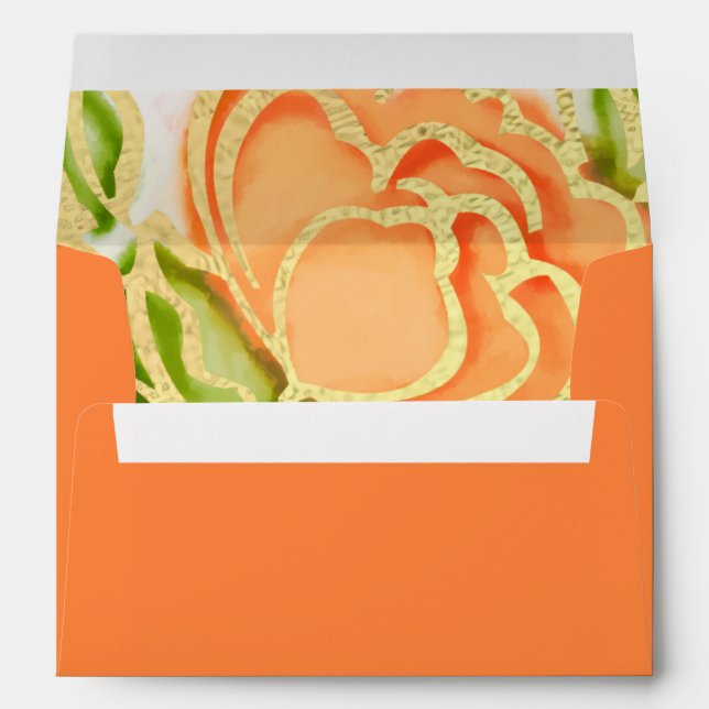 Painted Watercolor Orange Roses Envelope (Back (Bottom))