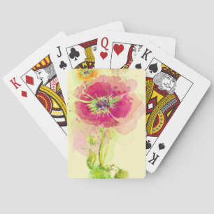 Painted watercolor poppies 2 playing cards