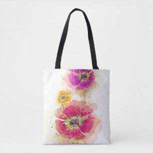 Painted watercolor poppies 2 tote bag