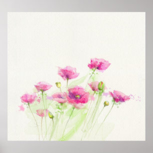 Painted watercolor poppies 3 poster