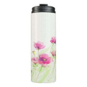 Painted watercolor poppies 3 thermal tumbler