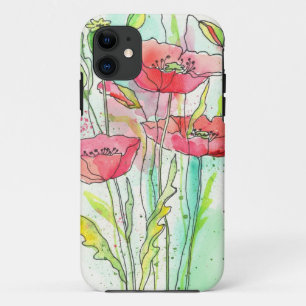 Painted watercolor poppies iPhone 11 case