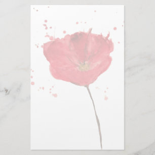 Painted watercolor poppy flower 2 stationery