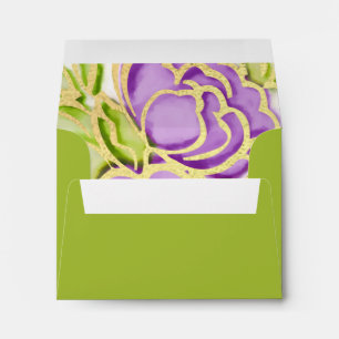 Painted Watercolor Purple Roses Envelope