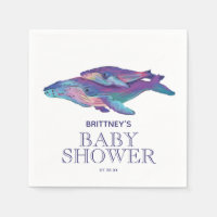 Painted Whale with Calf | Baby Shower Napkin