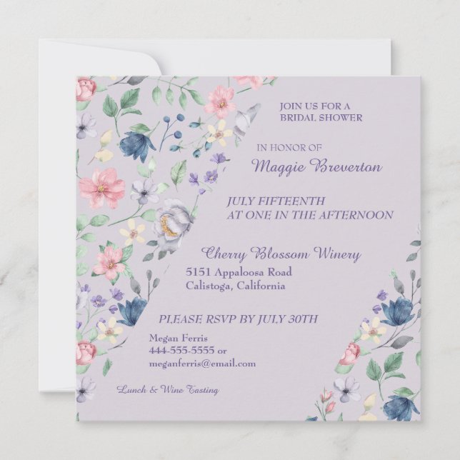 Painted Whimsy Floral Bridal Shower Invitation (Front)