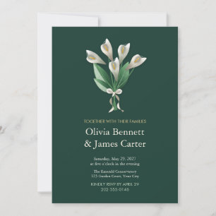 Painted White Calla Lily Emerald Wedding Invite