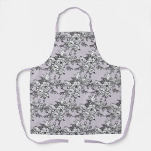 Painted White Roses on Powder Pink Apron