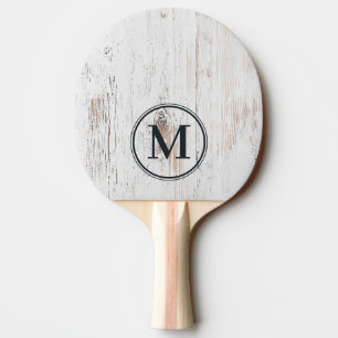 Painted White Wood Monogram Ping Pong Paddle