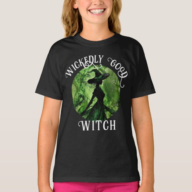 Painted Wickedly Good Witch Green & Black T-Shirt (Front)