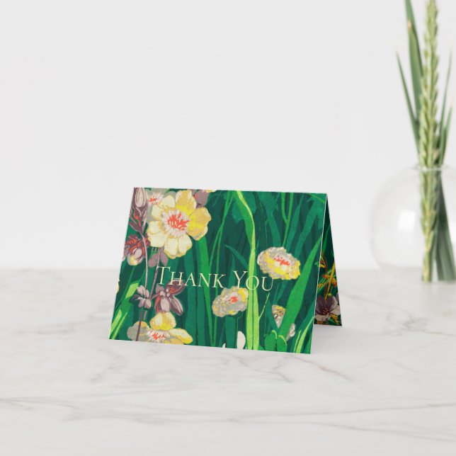 Painted Wildflower Wedding Folded Thank You Card (Front)