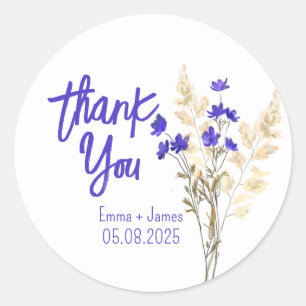 Painted Wildflowers Thank You Sticker