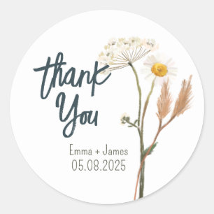 Painted Wildflowers Thank You Sticker