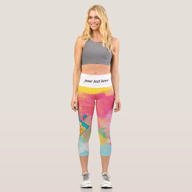 painted with a brush capri leggings (Front)