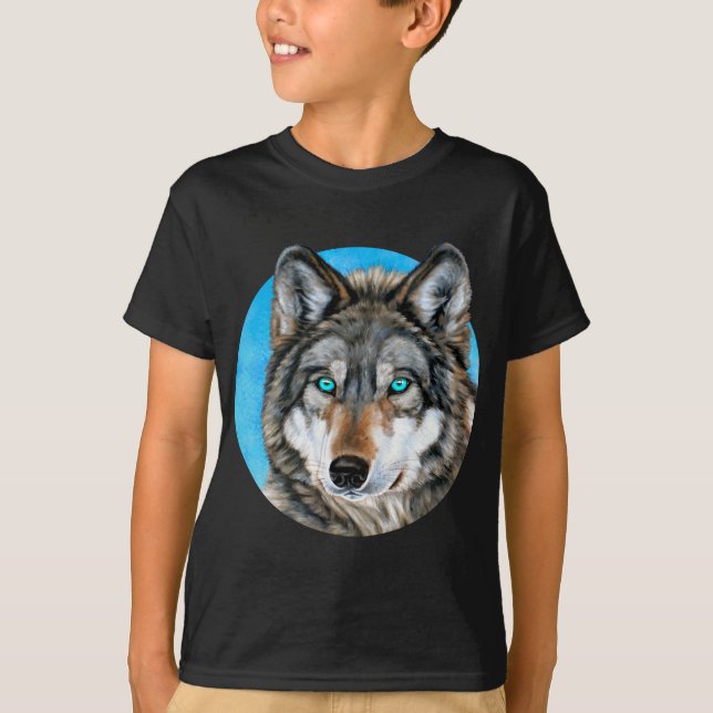 Painted Wolf (Blue Eyes) T-Shirt (Front)
