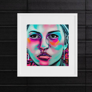 Painted Women's Face AI Generated Lady's Face Poster