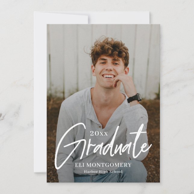 Painted Word Editable Colour Graduation Invitation (Front)