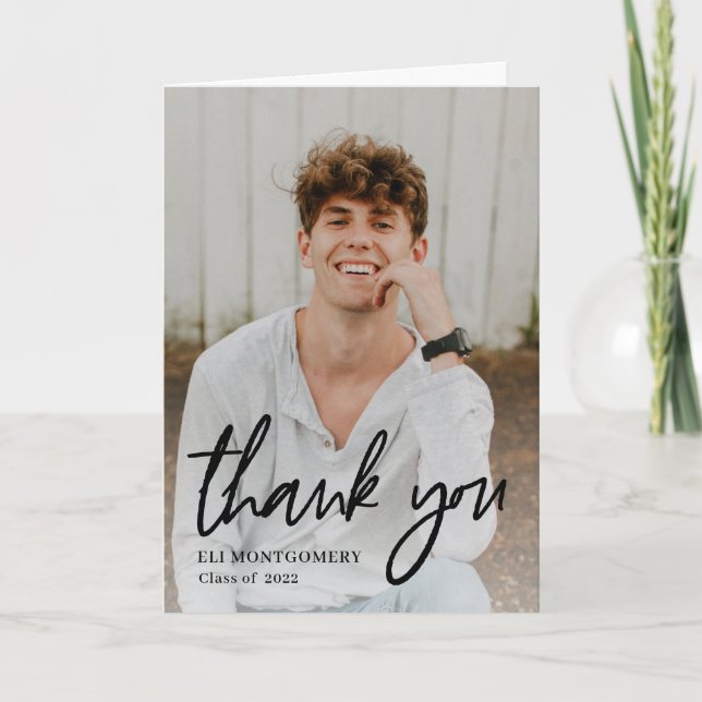 Painted Word Editable Colour Photo Thank You Card (Front)