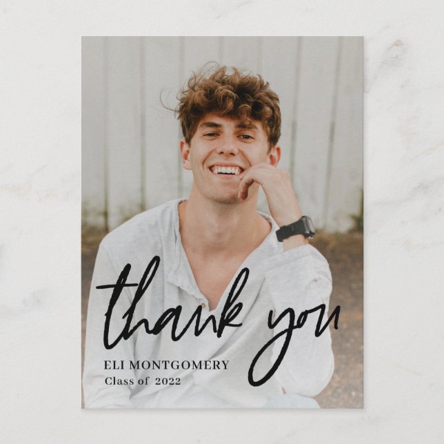 Painted Word Editable Colour Thank You Postcard (Front)