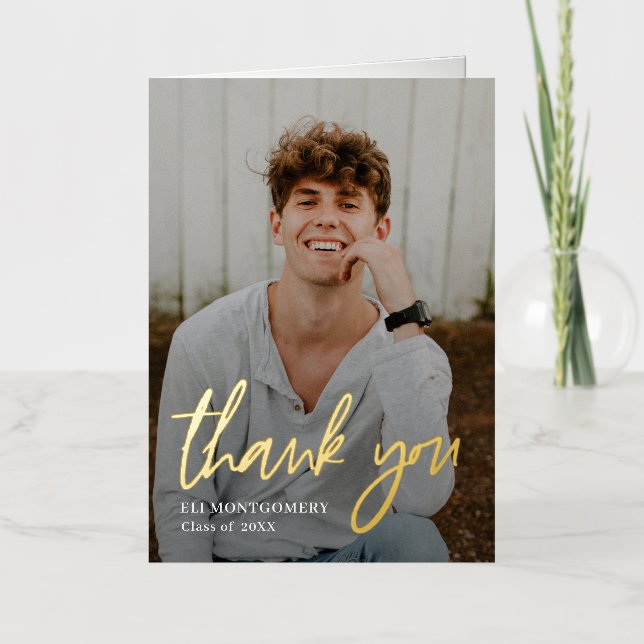 Painted Word FOIL Graduation Thank You Card (Front)