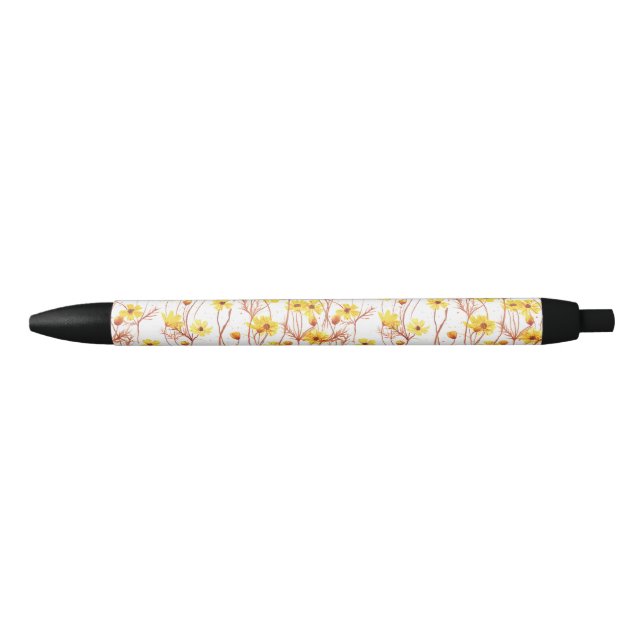 Painted Yellow Daisies Black Ink Pen (Front)