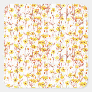 Painted Yellow Daisies Square Sticker