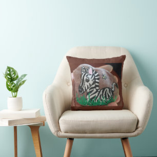 Painted Zebra Rock Cushion