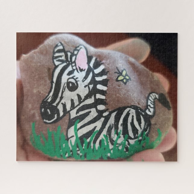 Painted Zebra Rock Jigsaw Puzzle (Horizontal)