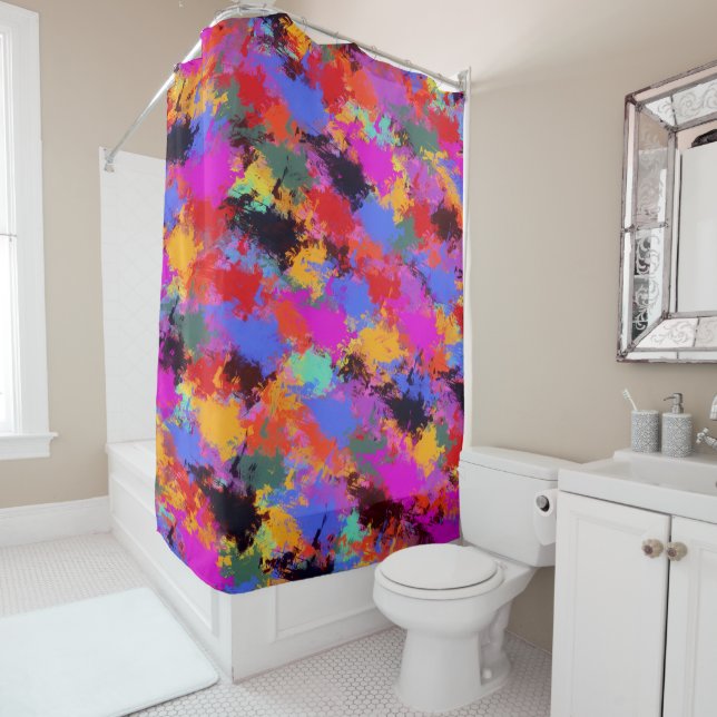 Painted Zebra Shower Curtain (In Situ)