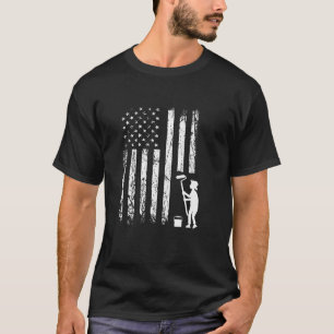 Painter American Flag Roller Art Design T-Shirt
