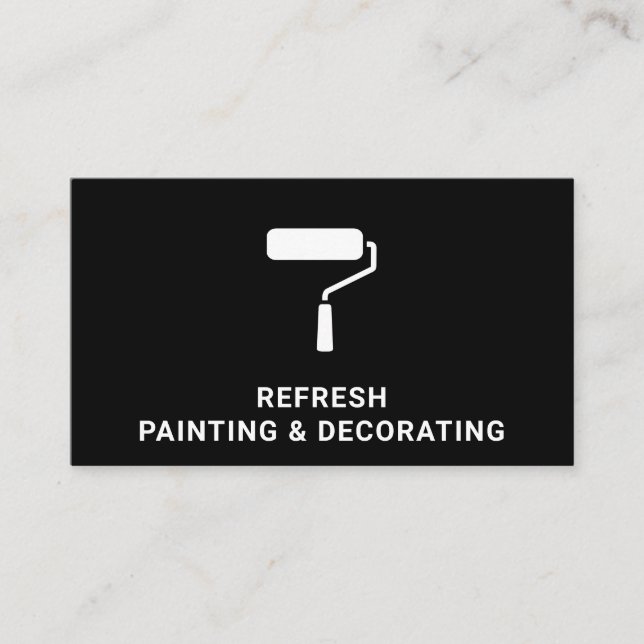 Painter And Decorator Paint Roller Modern Black Business Card (Front)