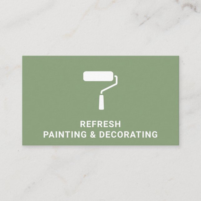 Painter And Decorator Paint Roller Modern Green Business Card (Front)
