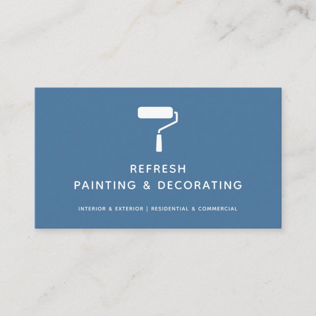 Painter And Decorator Paint Roller Modern Navy Business Card (Front)
