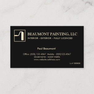 Painter Black Gold Paint Roller Business Card