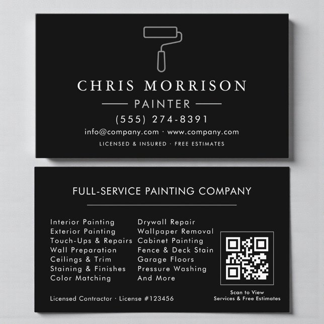 Painter Black Silver QR Code Business Card (Creator Uploaded)