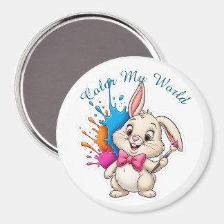 Painter Bunny Sticker – “Colour My World” Magnet