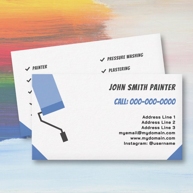 Painter & Decorator, Paint Roller  Business Card (Painter & Decorator Business Card)