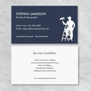Painter & Decorator Painting Services Blue White Business Card