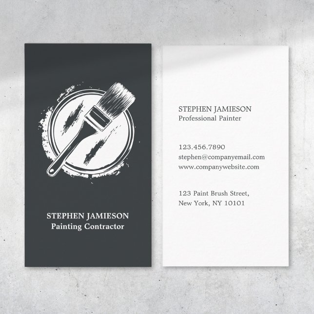 Painter & Decorator Service Grey and White  Business Card (Creator Uploaded)