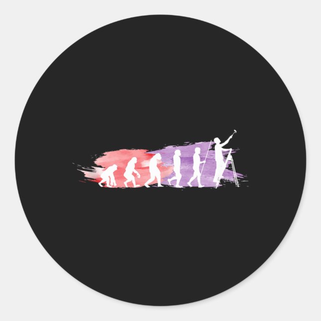 Painter Evolution _ Funny Gift For Painters Master Classic Round Sticker (Front)