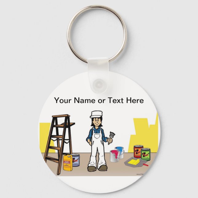 Painter - Female Cartoon by PrintedPerfection.com  Key Ring (Front)