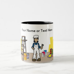 Painter - Female Cartoon by PrintedPerfection.com Two-Tone Coffee Mug