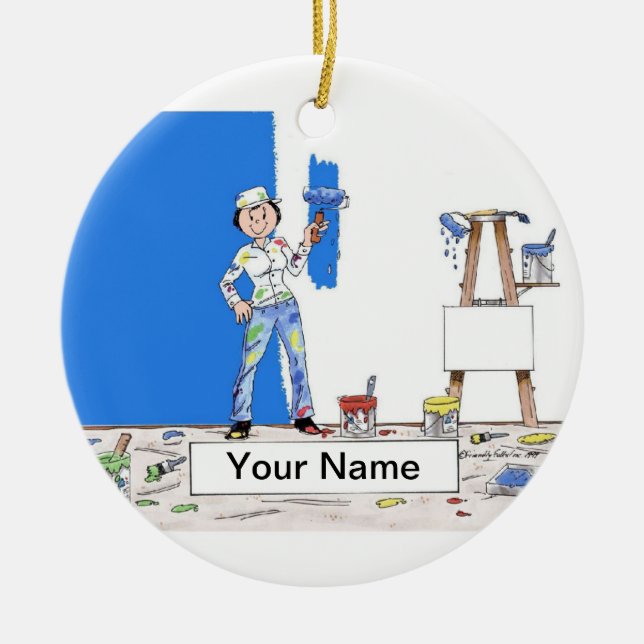 Painter - Female Ceramic Tree Decoration (Front)