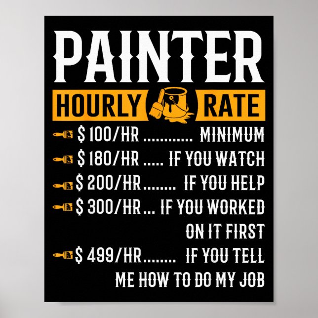 Painter Hourly Rate Funny Painter  Poster (Front)